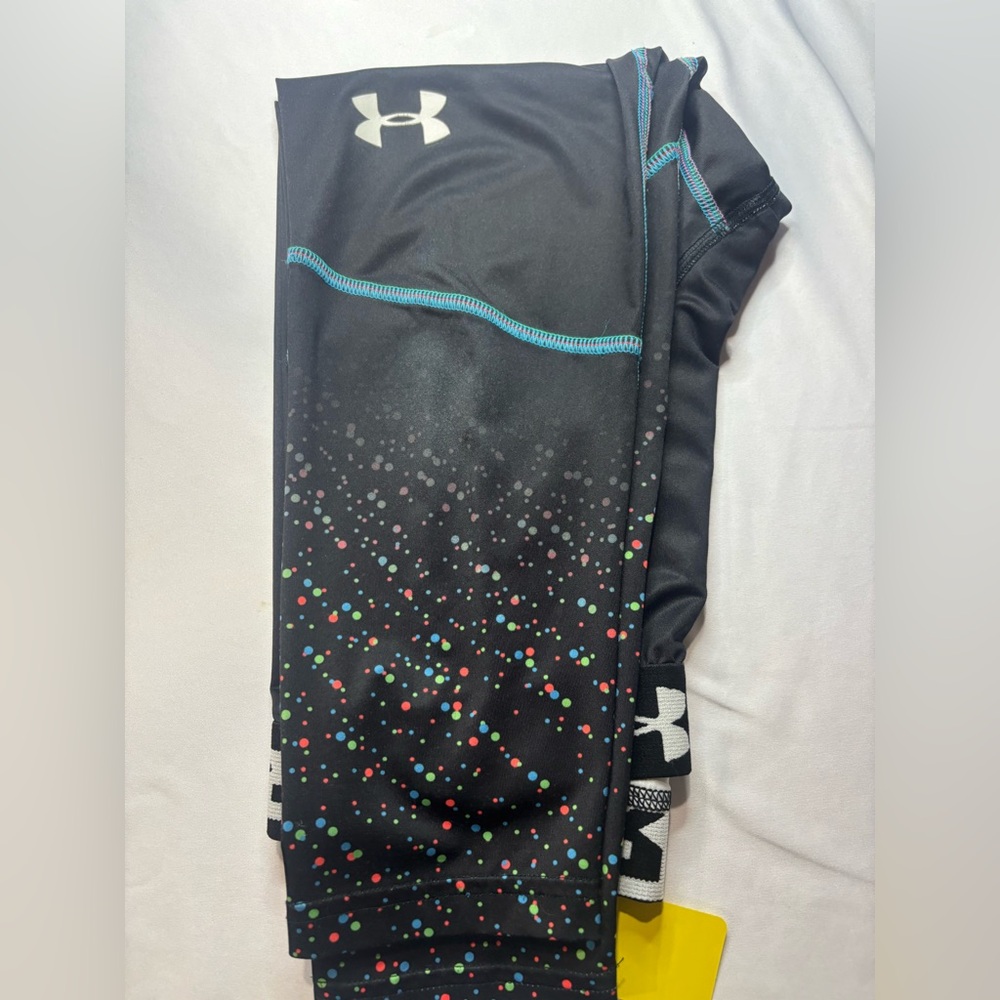 Under Armour Black Compression Shorts with White Logo Waistband